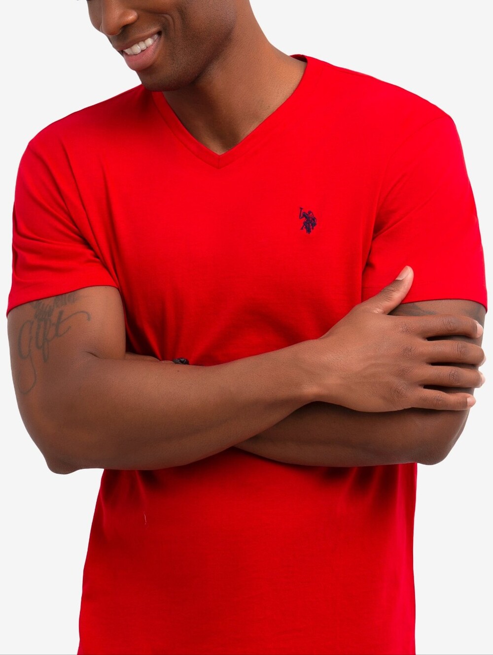 U.S. Polo Assn. Men's Bright Red V-Neck Tee M